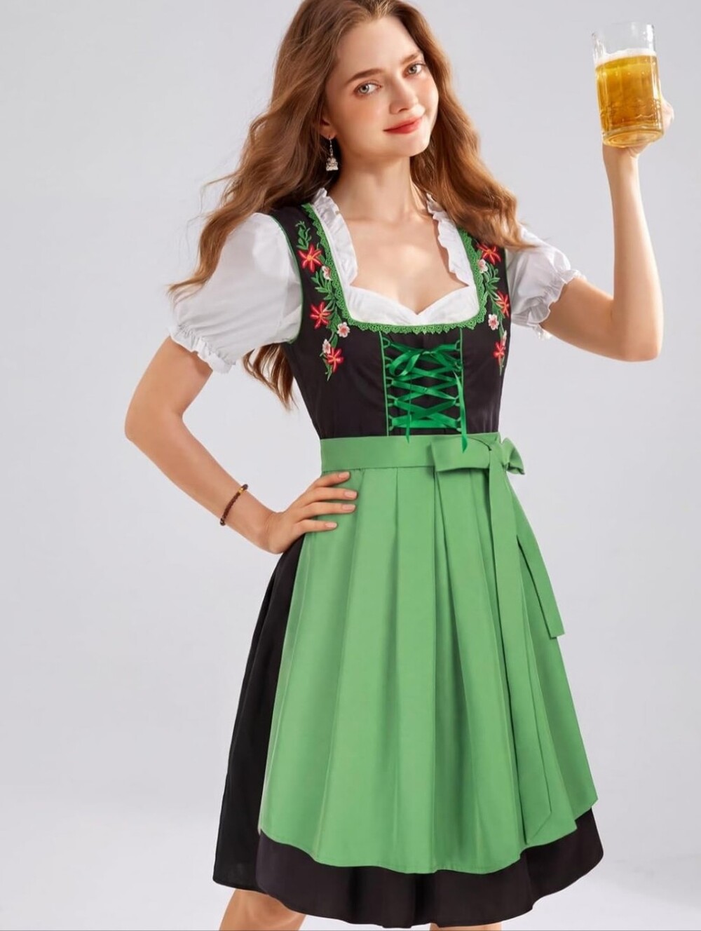 NEW Scarlet Darkness black and green Oktoberfest Dirndl embroidered dress 2X